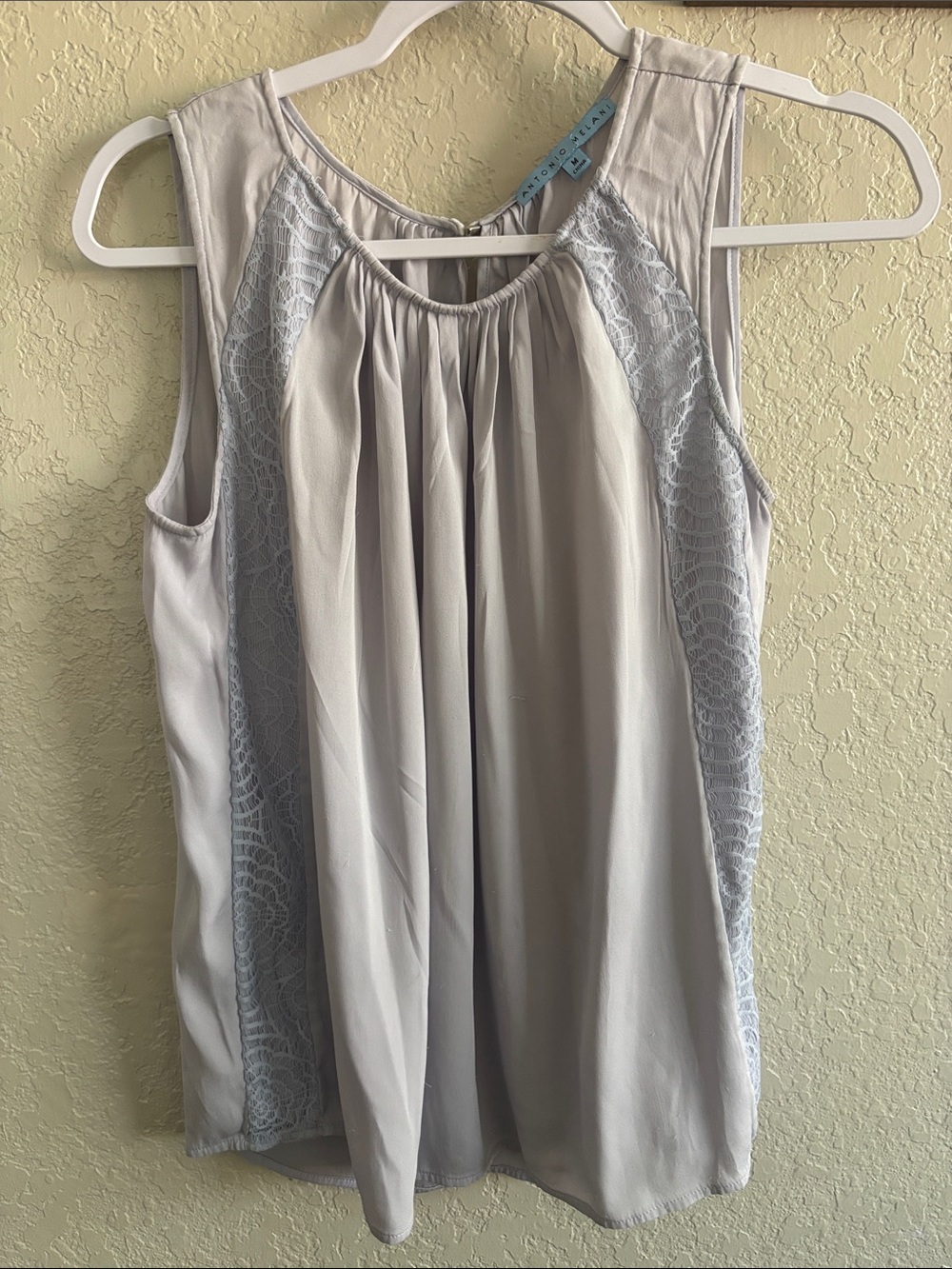 ANTONIO MELANI Light Grey Sleeveless Lace-Panel Camisole